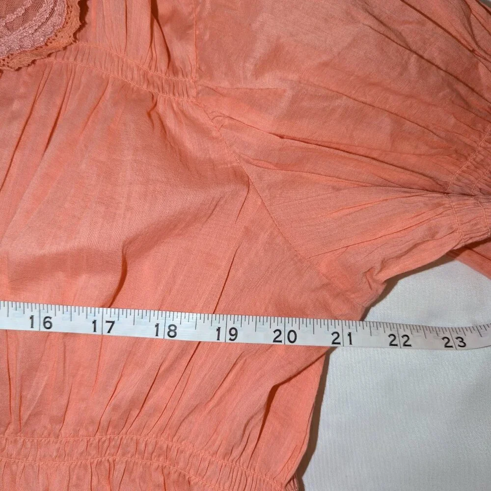 NWT Anthropologie | Bright Coral Pink Collared Babydoll Blouse | Size Small
